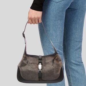 Gucci Vintage Fall Winter 1999 Velvet Leather Jackie O Hobo Shoulder Bag